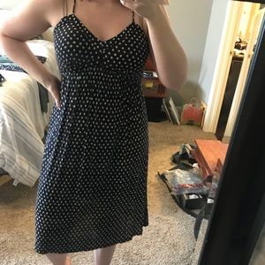 Navy with cream polka dot dress